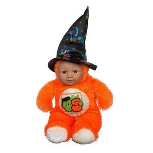 Sugarloaf Kostume Kids Plush Halloween Pumpkin Witch Baby Doll Toy Vintage 19"